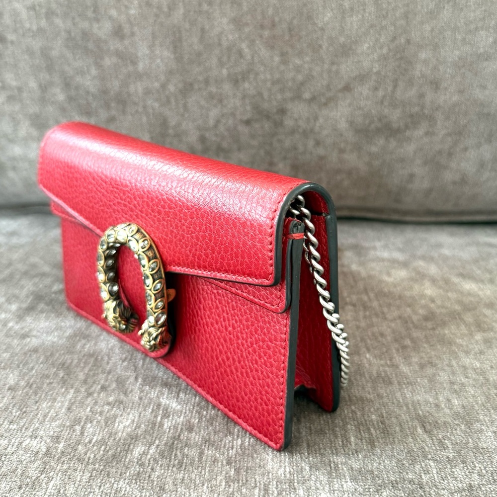 Authentic Gucci Dionysus Mini bag red leather crossbody silver chain - Picture 7 of 14